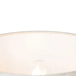 QAZQA Tischlampen|Wohnzimmerlampen*Ländliche Tischlampe Holz mit Leinenschirm beige 25 cm - Mels