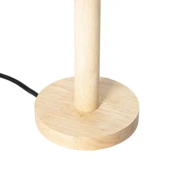 QAZQA Tischlampen|Wohnzimmerlampen*Ländliche Tischlampe Holz mit Leinenschirm beige 25 cm - Mels