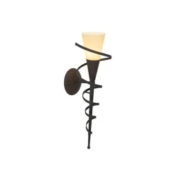 QAZQA Wandleuchten|Wohnzimmerlampen*Ländliche Wandlampe rostbraun mit Sahneglas - Castle