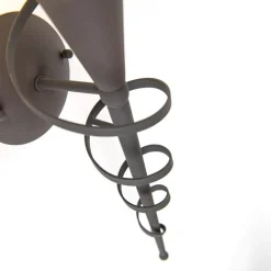 QAZQA Wandleuchten|Wohnzimmerlampen*Ländliche Wandlampe rostbraun mit Sahneglas - Castle