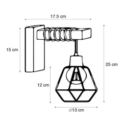 QAZQA Wandleuchten|Wohnzimmerlampen*Ländliche Wandlampe schwarz mit Holz - Chon
