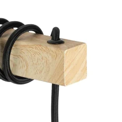 QAZQA Wandleuchten|Wohnzimmerlampen*Ländliche Wandlampe schwarz mit Holz - Chon