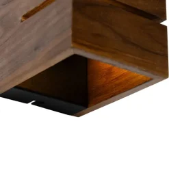 QAZQA Schlafzimmerlampen|Küchenlampen*Ländliche Wandleuchte aus Walnussholz 9,7 – Transfer Groove