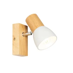 QAZQA Wandleuchten|Wohnzimmerlampen*Ländliche Wandleuchte aus Holz mit verstellbarem Weiß - Thorin
