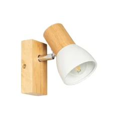 QAZQA Wandleuchten|Wohnzimmerlampen*Ländliche Wandleuchte aus Holz mit verstellbarem Weiß - Thorin