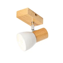 QAZQA Wandleuchten|Wohnzimmerlampen*Ländliche Wandleuchte aus Holz mit verstellbarem Weiß - Thorin