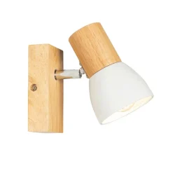 QAZQA Wandleuchten|Wohnzimmerlampen*Ländliche Wandleuchte aus Holz mit verstellbarem Weiß - Thorin