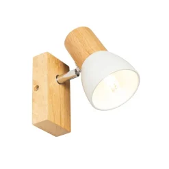 QAZQA Wandleuchten|Wohnzimmerlampen*Ländliche Wandleuchte aus Holz mit verstellbarem Weiß - Thorin
