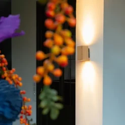 QAZQA Schlafzimmerlampen|Küchenlampen*Ländliche Wandleuchte aus Holz, quadratisch, 2-flammig – Sandy