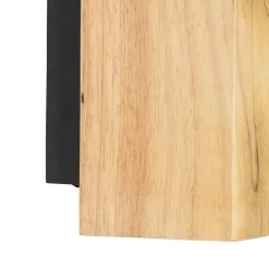 QAZQA Schlafzimmerlampen|Küchenlampen*Ländliche Wandleuchte aus Holz, quadratisch, 2-flammig – Sandy