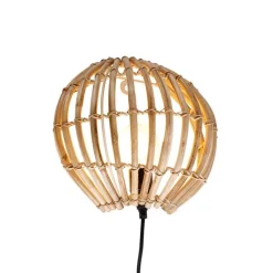 QAZQA Wandleuchten|Wohnzimmerlampen*Ländliche Wandleuchte Bambus Halbrund - Canna