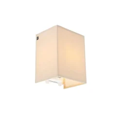 QAZQA Schlafzimmerlampen|Esszimmerlampen*Ländliche Wandleuchte Beige mit Stoffschirm - Vete