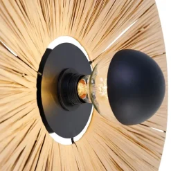 QAZQA Wandleuchten|Wohnzimmerlampen*Ländliche Wandleuchte schwarz mit Seil 45 cm - Leia