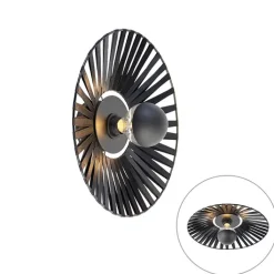 QAZQA Schlafzimmerlampen|Küchenlampen*Ländliche Wandleuchte schwarz 40 cm - Leia