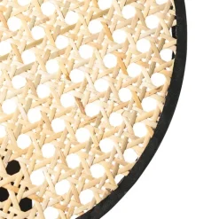 QAZQA Wandleuchten|Wohnzimmerlampen*Ländliche Wandleuchte schwarz mit Rattan 25 cm - Kata