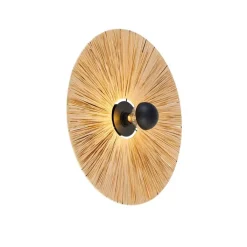 QAZQA Wandleuchten|Wohnzimmerlampen*Ländliche Wandleuchte schwarz mit Seil 60 cm - Leia