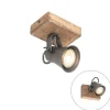 QAZQA Wandstrahler|Deckenstrahler*Ländlicher Fleck schwarz mit Holz - Jelle