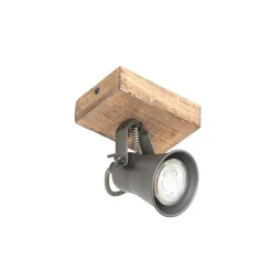 QAZQA Wandstrahler|Deckenstrahler*Ländlicher Fleck schwarz mit Holz - Jelle