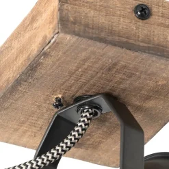 QAZQA Wandstrahler|Deckenstrahler*Ländlicher Fleck schwarz mit Holz - Jelle