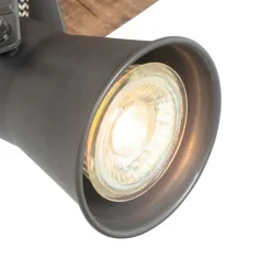 QAZQA Wandstrahler|Deckenstrahler*Ländlicher Fleck schwarz mit Holz - Jelle