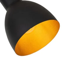 QAZQA Deckenstrahler|Aufbaustrahler*Ländlicher Spot schwarz mit Holz 4-flammig – Flint