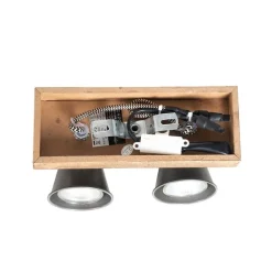 QAZQA Deckenstrahler|Aufbaustrahler*Ländlicher Strahler schwarz mit Holz 2-flammig verstellbar - Jelle