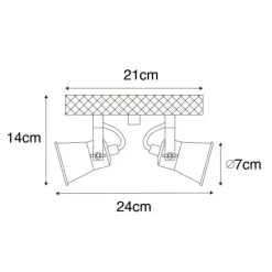 QAZQA Deckenstrahler|Aufbaustrahler*Ländlicher Strahler schwarz mit Holz 2-flammig verstellbar - Jelle