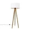 QAZQA Stehlampen|Wohnzimmerlampen*Ländliches Stativ Vintage Holz mit weißem Schirm 50 cm - Tripod Classic