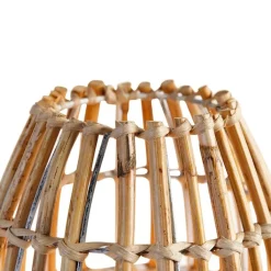 QAZQA Tischlampen|Wohnzimmerlampen*Ländliches Tischlampen-Stativ Bambus mit Weiß - Canna Capsule