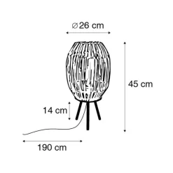 QAZQA Tischlampen|Wohnzimmerlampen*Ländliches Tischlampen-Stativ Bambus mit Weiß - Canna Capsule