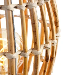 QAZQA Tischlampen|Wohnzimmerlampen*Ländliches Tischlampen-Stativ Bambus mit Weiß - Canna Capsule