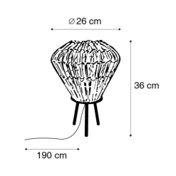 QAZQA Tischlampen|Wohnzimmerlampen*Ländliches Tischlampen-Stativ Bambus mit Weiß - Canna Diamond