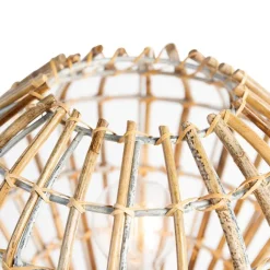 QAZQA Tischlampen|Wohnzimmerlampen*Ländliches Tischlampen-Stativ Bambus mit Weiß - Canna Diamond