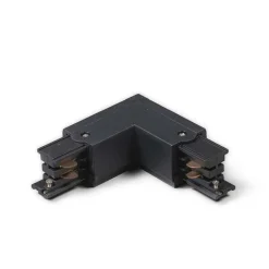 QAZQA Deckenstrahler|Aufbaustrahler*L-Verbinder für 3-Phasenschiene schwarz links - 3-phasig