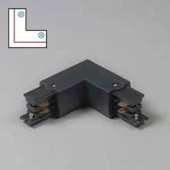 QAZQA Deckenstrahler|Aufbaustrahler*L-Verbinder für 3-Phasenschiene schwarz links - 3-phasig