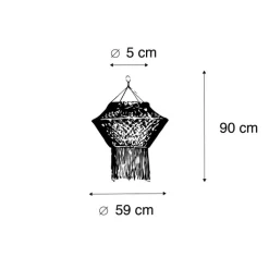 Kinder QAZQA Kinderzimmerlampen|Lampenschirme*Makramee Lampenschirm natur 90 cm