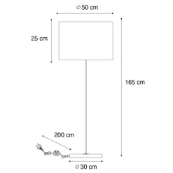 QAZQA Stehlampen|Wohnzimmerlampen*Messing Stehlampe mit blauem Schirm 50 cm - Kaso