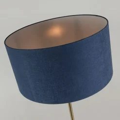 QAZQA Stehlampen|Wohnzimmerlampen*Messing Stehlampe mit blauem Schirm 50 cm - Kaso