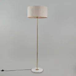 QAZQA Stehlampen|Wohnzimmerlampen*Messing Stehlampe mit grauem Schirm 50 cm - Kaso