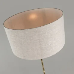 QAZQA Stehlampen|Wohnzimmerlampen*Messing Stehlampe mit grauem Schirm 50 cm - Kaso