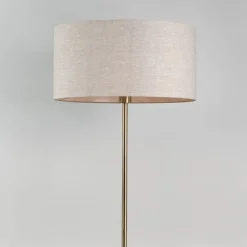 QAZQA Stehlampen|Wohnzimmerlampen*Messing Stehlampe mit grauem Schirm 50 cm - Kaso