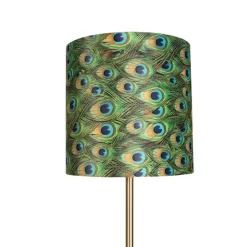 QAZQA Stehlampen|Wohnzimmerlampen*Messing Stehlampe mit Pfauenschirm 40 cm - Simplo