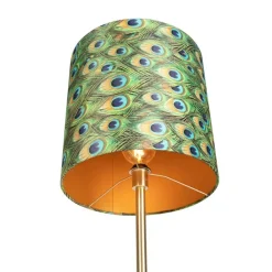 QAZQA Stehlampen|Wohnzimmerlampen*Messing Stehlampe mit Pfauenschirm 40 cm - Simplo