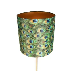 QAZQA Stehlampen|Wohnzimmerlampen*Messing Stehlampe mit Pfauenschirm 40 cm - Simplo