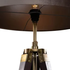 QAZQA Stehlampen|Wohnzimmerlampen*Messing Stehleuchte Dreibein mit Taupe Samt Lampenschirm 50cm - Cortin