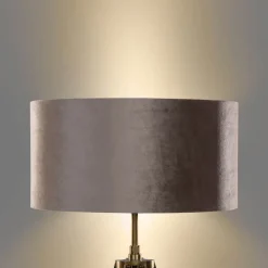 QAZQA Stehlampen|Wohnzimmerlampen*Messing Stehleuchte Dreibein mit Taupe Samt Lampenschirm 50cm - Cortin