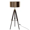 QAZQA Stehlampen|Wohnzimmerlampen*Messing Stehleuchte Dreibein mit Bronze Samt Lampenschirm 50cm - Cortin