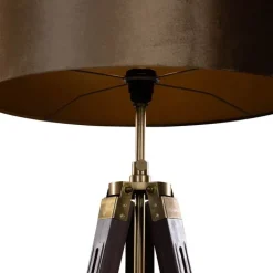 QAZQA Stehlampen|Wohnzimmerlampen*Messing Stehleuchte Dreibein mit Bronze Samt Lampenschirm 50cm - Cortin