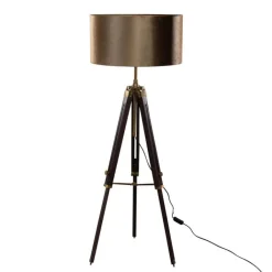 QAZQA Stehlampen|Wohnzimmerlampen*Messing Stehleuchte Dreibein mit Bronze Samt Lampenschirm 50cm - Cortin