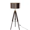 QAZQA Schlafzimmerlampen|Küchenlampen*Messing Stehleuchte Dreibein mit braunem Samt Lampenschirm 50cm - Cortin